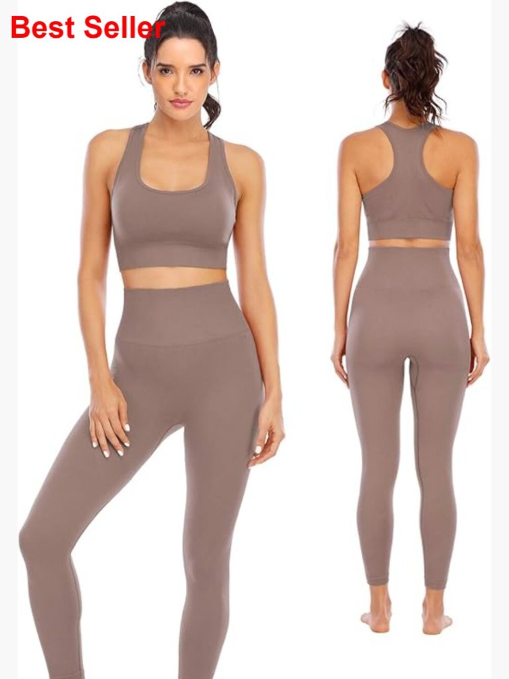 High Waisted Seamless Leggings With Padded Sports Bra Set